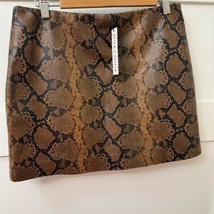Alice + Olivia Tan and Black Snake Print Mini Skirt